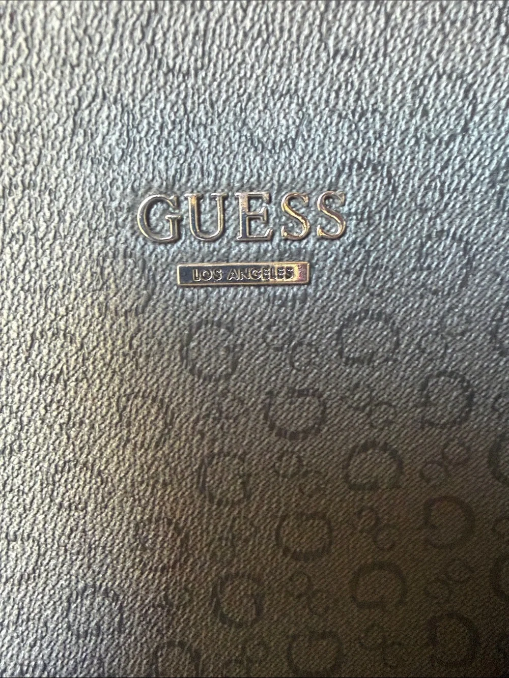 GUESS Black & Gray Monogram Satchel with Braided Handle and Tassels